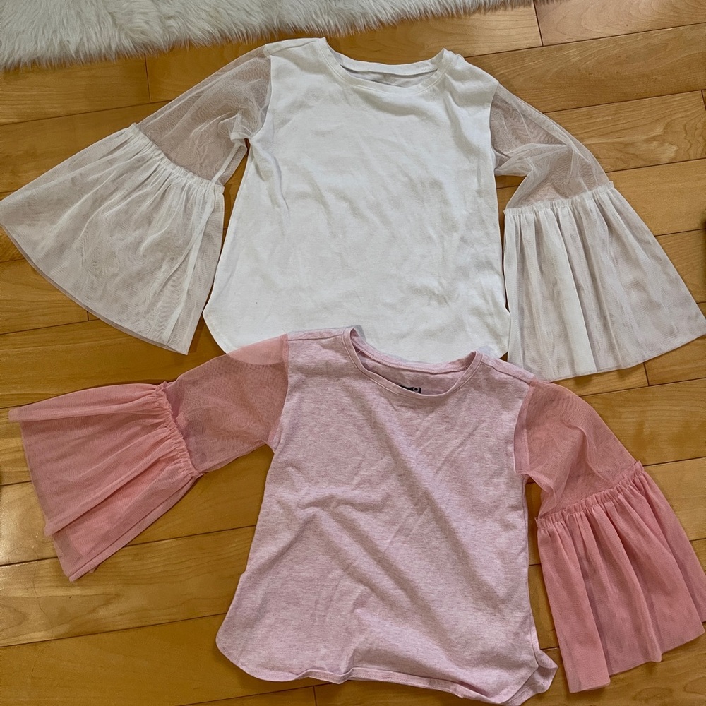 Girls’ tops size=pink/3T, white/5T